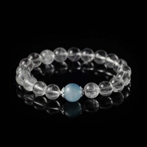 Clear Quartz and Aquamarine Bracelet, For Young People Looking for Calm Energy,Panidea Jewelry