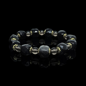 Zero Light Obsidian Bracelet, Cool Minimalist Style ,Faceted Design,Panidea Jewelry