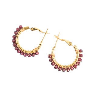 Ruby Crystal Hoop Earrings, Panidea Jewelry
