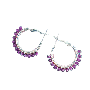 Amethyst Crystal Hoop Earrings, Panidea Jewelry