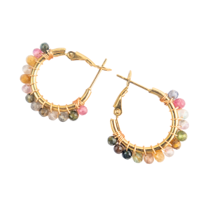 Watermelon Tourmaline Crystal Hoop Earrings, Panidea Jewelry